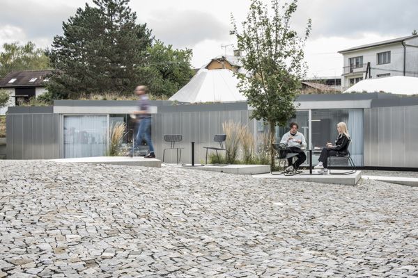 CHKAU / photographic documentation of interior of the modular research center and piazzetta / Vizovice, Czech republic / 2022 / I
